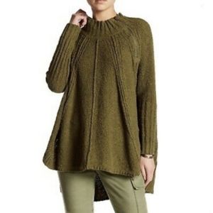Free People Green Oversized Shrug with Asymmetrical Hem